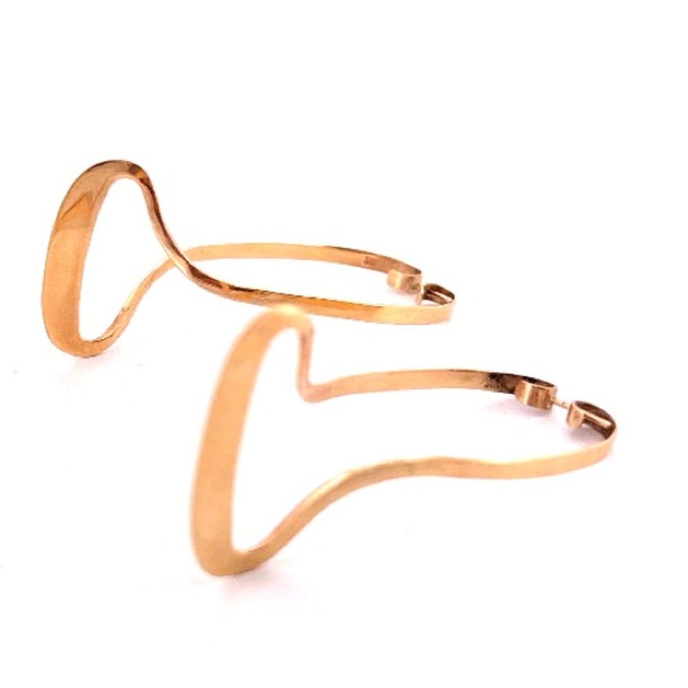 Elegant Solid 14k Gold Wave Earrings